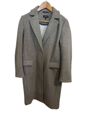 Topshop Gray Single-Breasted Wool-Blend Overcoat